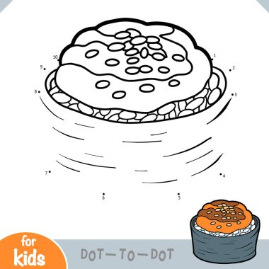 Numaralar oyunu, çocuklar için eğitim oyunu, peynirli ve susamlı fırında suşi.