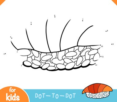 Numaralar oyunu, çocuklar için eğitim oyunu, pirinçli somon suşi nigiri.