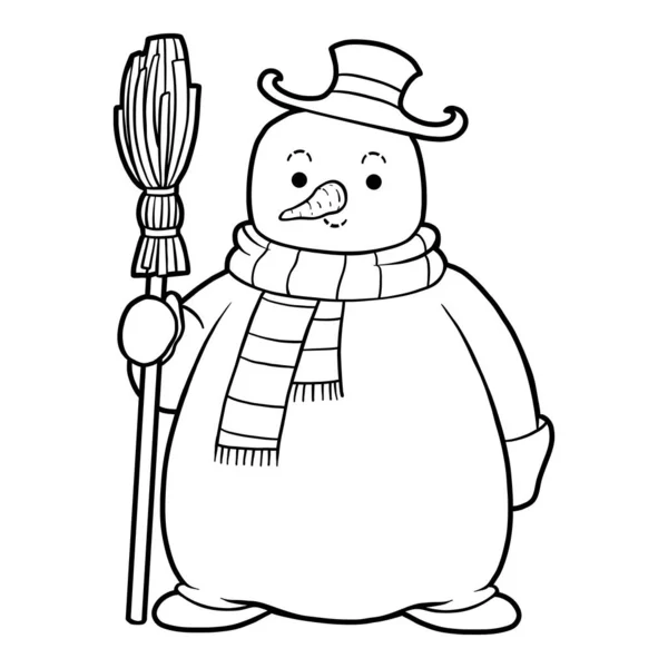 어린이를 위한 색칠 책 , Snowman — 스톡 벡터