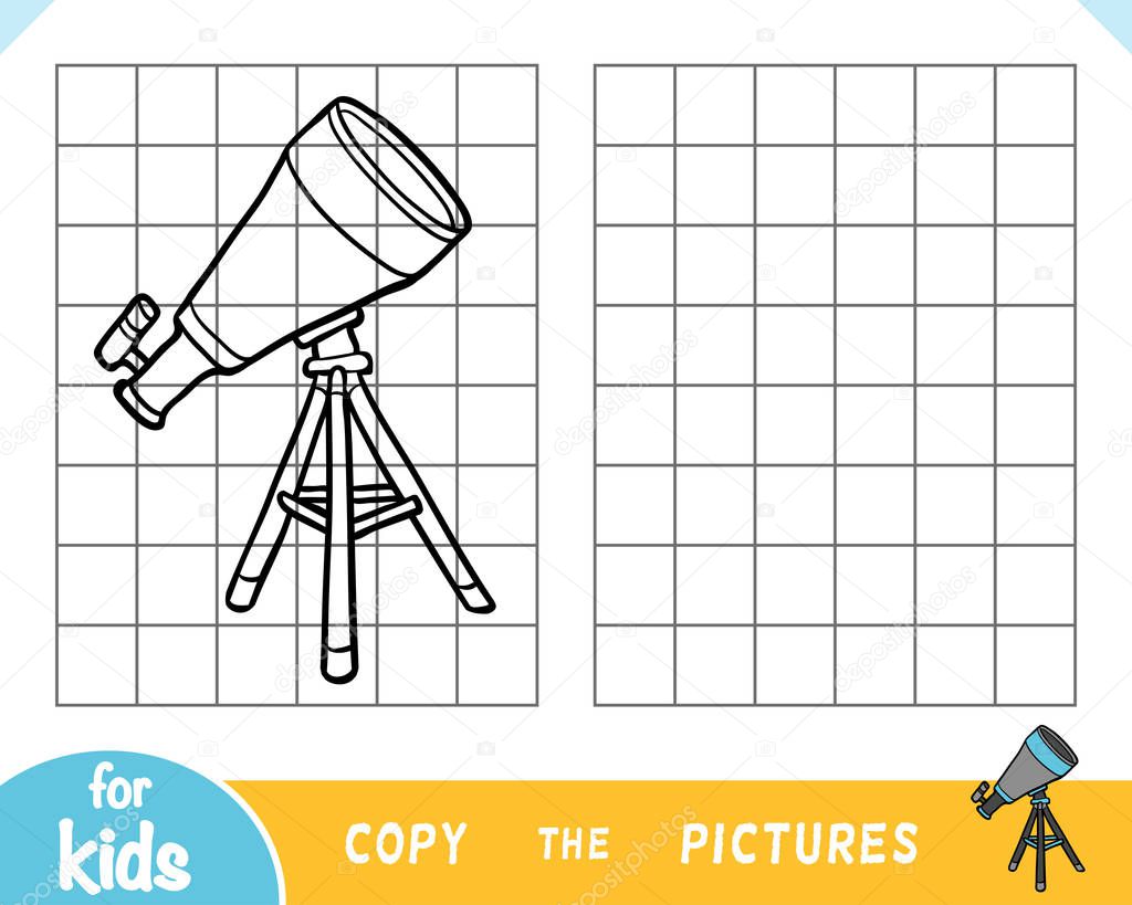 Copy the picture, game for children, Telescope