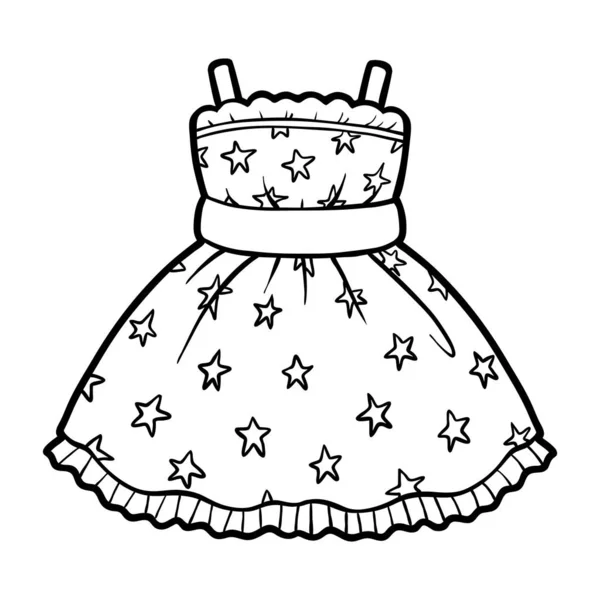 Coloring book, Dress with stars pattern — 스톡 벡터