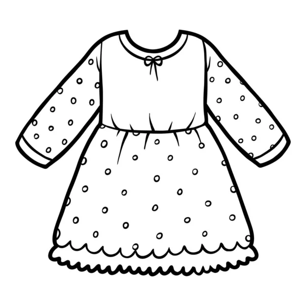 Coloring book, Dress with polka dots — 스톡 벡터