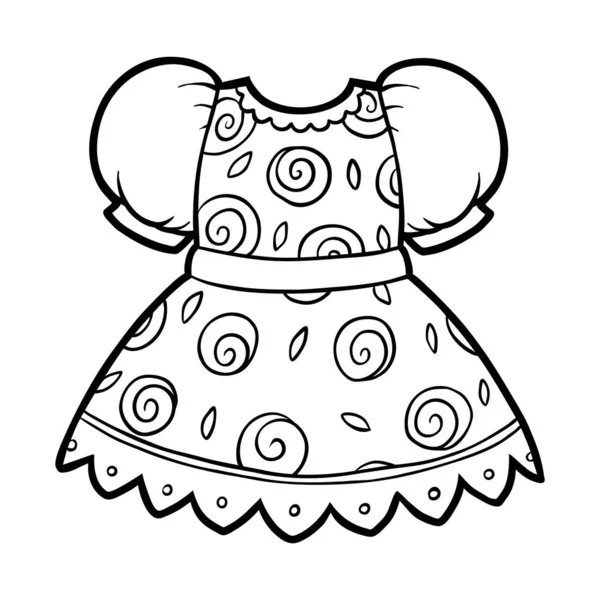 Coloring book, Dress with rose pattern — 스톡 벡터