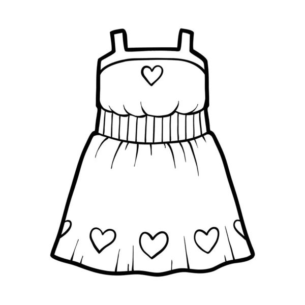 Coloring book, Dress with a heart — 스톡 벡터