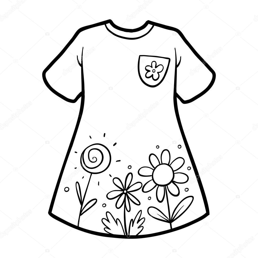 Coloring book, Dress with a flowers
