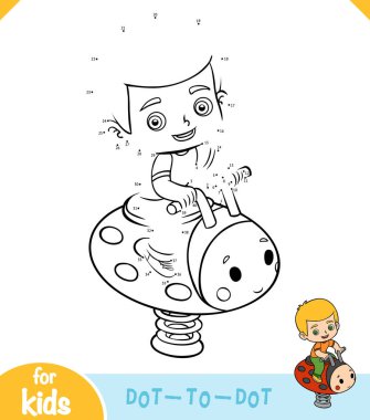 Numaralar oyunu, çocuklar için eğitim oyunu, Çocuk ve uğur böceği bahar binicisi oyun bahçesinde