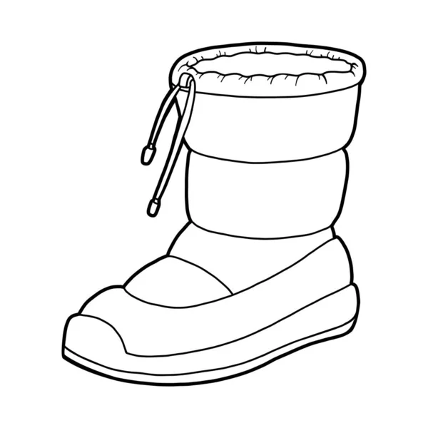 Coloring book, cartoon shoe collection. Waterproof snow boot — Stock Vector