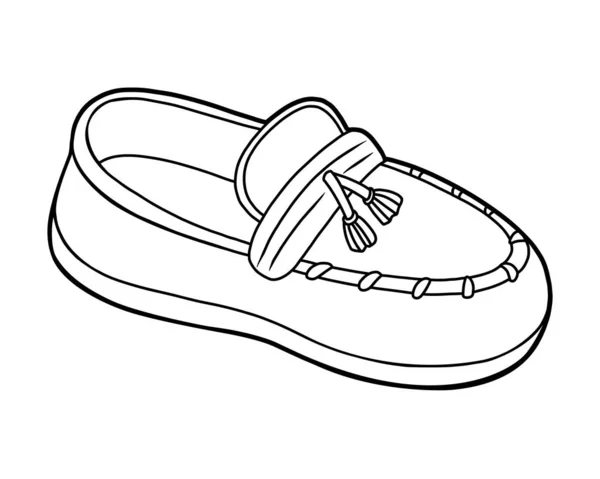 Coloring book, cartoon shoe collection. Moccasin — Stock Vector