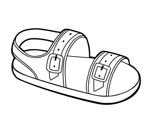 Malbuch, Cartoon-Schuhkollektion. Herrensandale — Stockvektor