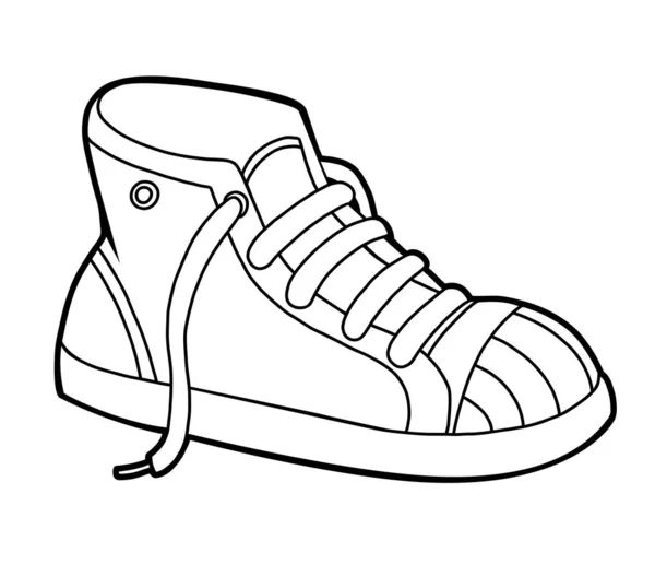 Coloring book, cartoon shoe collection. Sneaker — Stock Vector