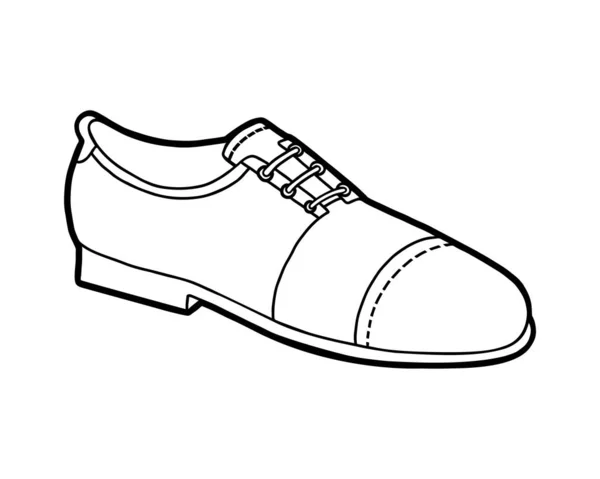 Libro para colorear, colección de zapatos de dibujos animados. Zapato de hombre con cordones — Archivo Imágenes Vectoriales