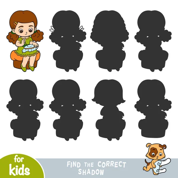 Trouver l'ombre correcte, jeu pour les enfants, Broderie fille — Image vectorielle