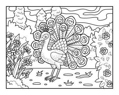 Coloring book, Peacock in the royal park