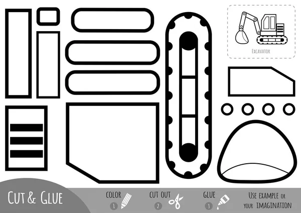 Permainan Kertas Pendidikan Untuk Anak Anak Excavator Gunakan Gunting Dan - Stok Vektor