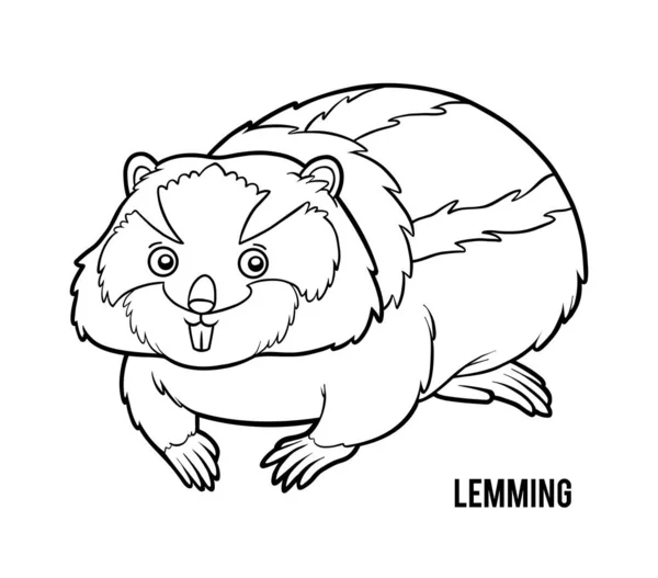 Coloring Book Children Lemming — Stock Vector