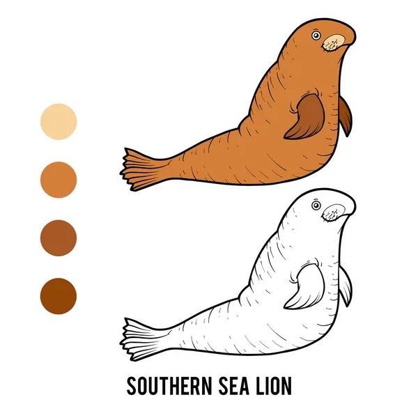 Kleurplaat Voor Kinderen Southern Sea Lion — Stockvector