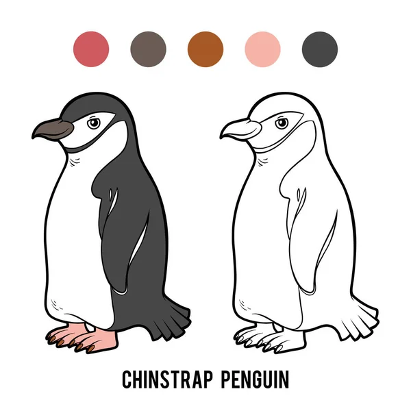 Coloring Book Children Chinstrap Penguin — Stock Vector