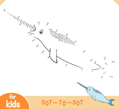 Numaralar oyunu, eğitim çocuklar için nokta nokta oyunu, Narwhal