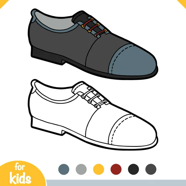 Malbuch Für Kinder Cartoon Schuhkollektion Schnürschuh Für Männer — Stockvektor