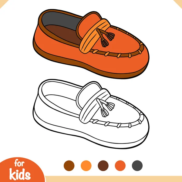 Libro Para Colorear Para Niños Colección Zapatos Dibujos Animados Mocasín — Archivo Imágenes Vectoriales