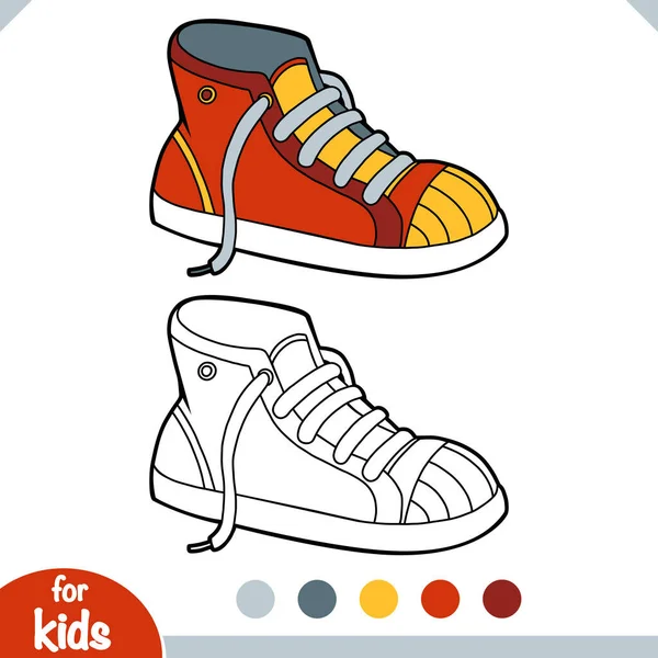 Libro Para Colorear Para Niños Colección Zapatos Dibujos Animados Zapatilla — Archivo Imágenes Vectoriales