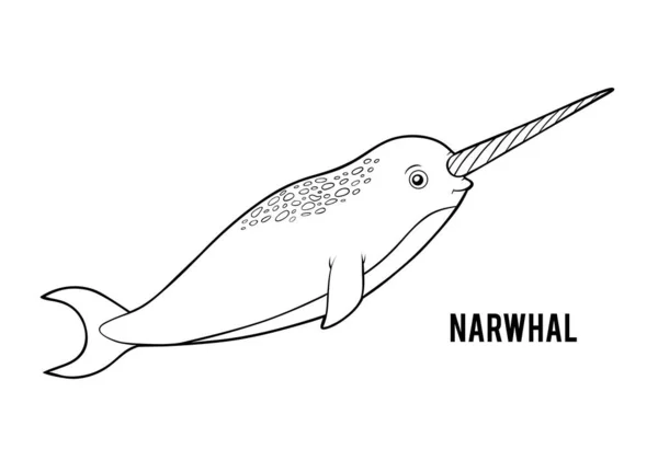 Раскраска Детей Narwhal — стоковый вектор