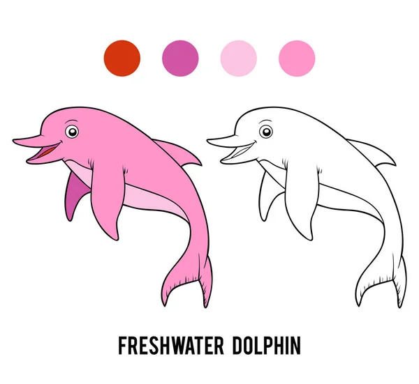 Kleurplaat Voor Kinderen Zoetwater Amazone Dolfijn — Stockvector
