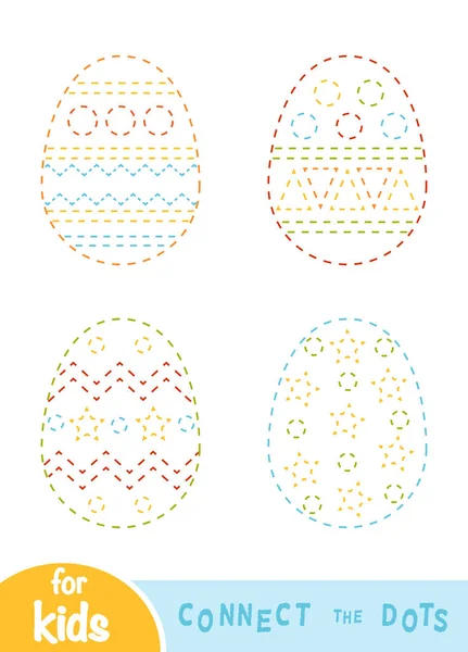 Noktaları Birleştir Çocuklar Için Eğitim Oyunu Paskalya Yumurtası Seti — Stok Vektör