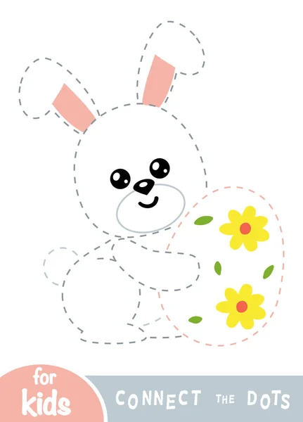 Connect Dots Education Game Children Easter Rabbit Egg — Stock Vector