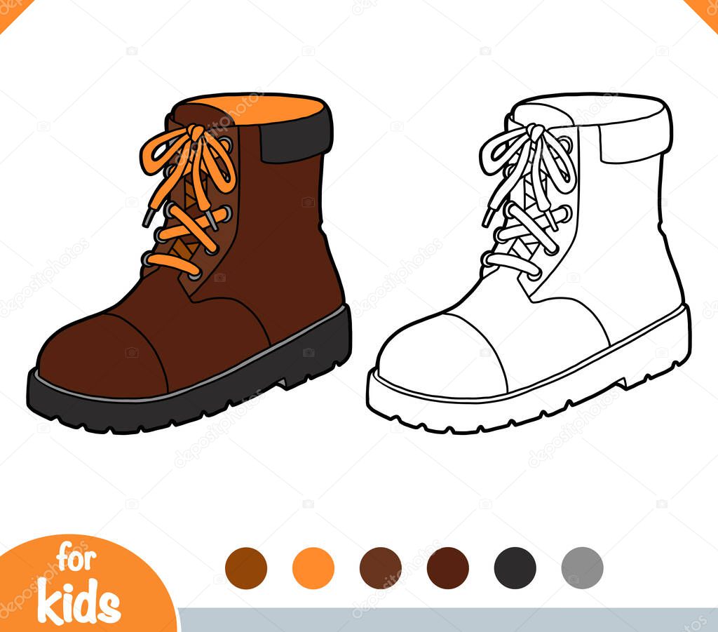Coloring book for children, Brown boots