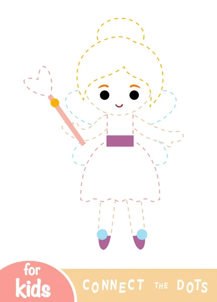 Connect Dots Education Game Children Fairy — Stock Vector