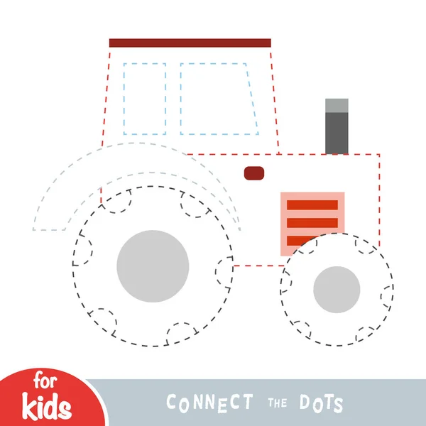 Verbinden Sie Die Punkte Lernspiel Für Kinder Traktor — Stockvektor