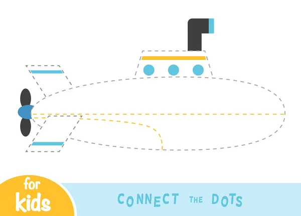 Connect Dots Aufklärungsspiel Für Kinder Boot — Stockvektor