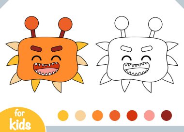 Çocuklar için boyama kitabı, sevimli bakteri ve virüs karakteri