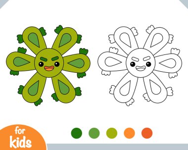 Çocuklar için boyama kitabı, sevimli bakteri ve virüs karakteri