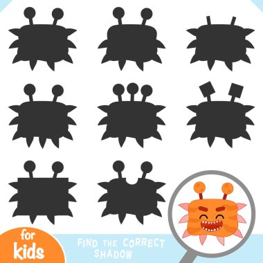 Doğru gölgeyi bul, çocuklar için eğitim oyunu, şirin bakteri ve virüs karakteri