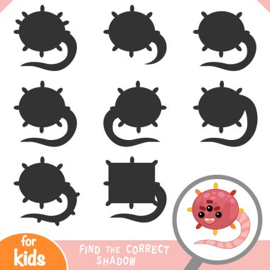 Doğru gölgeyi bul, çocuklar için eğitim oyunu, şirin bakteri ve virüs karakteri