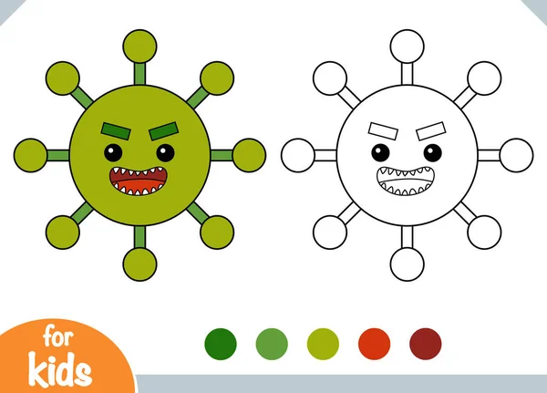 Книжка Розмальовка Дітей Милі Бактерії Характер Вірусів — стоковий вектор