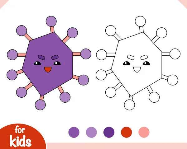 Книжка Розмальовка Дітей Милі Бактерії Характер Вірусів — стоковий вектор