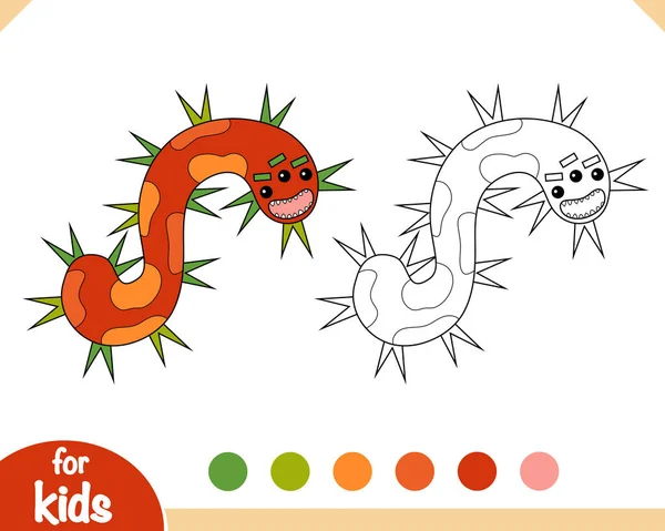 Livre Coloriage Pour Enfants Bactéries Mignonnes Caractère Virus — Image vectorielle