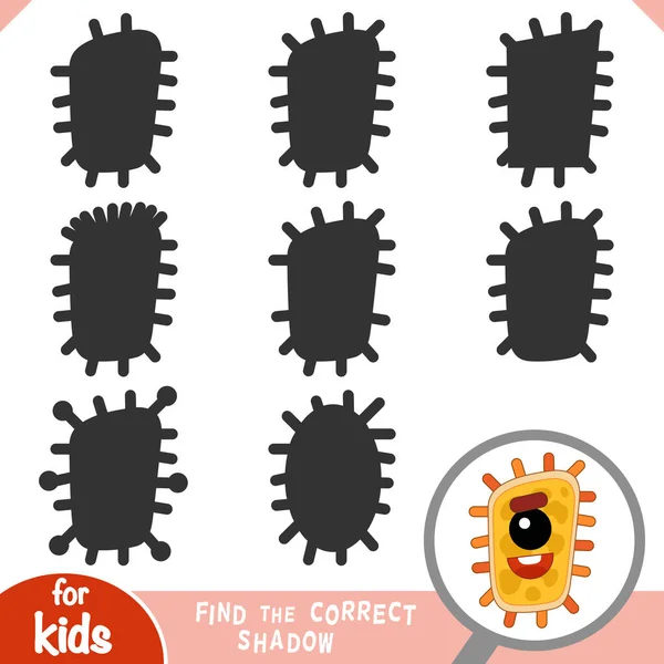 Encontrar Sombra Correcta Juego Educación Para Los Niños Bacterias Lindas — Vector de stock