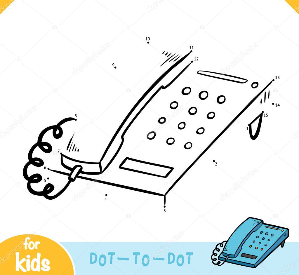 Numbers game, education dot to dot game for children, Telephone