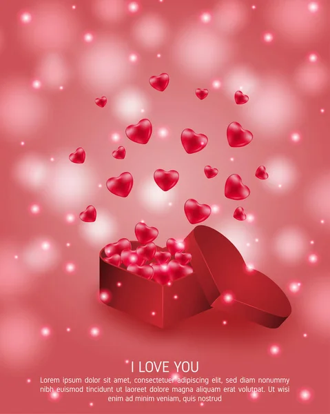 Valentinstag Plakat und Grußkarte. 3D-Vektor-Illustration — Stockvektor