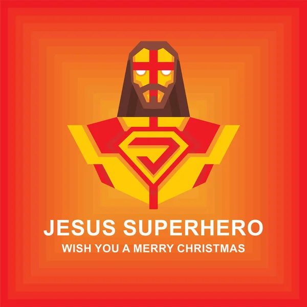 Jesús Superhéroe Ilustración Vectorial Plana Jesús Como Superhéroe Vista Cintura — Archivo Imágenes Vectoriales