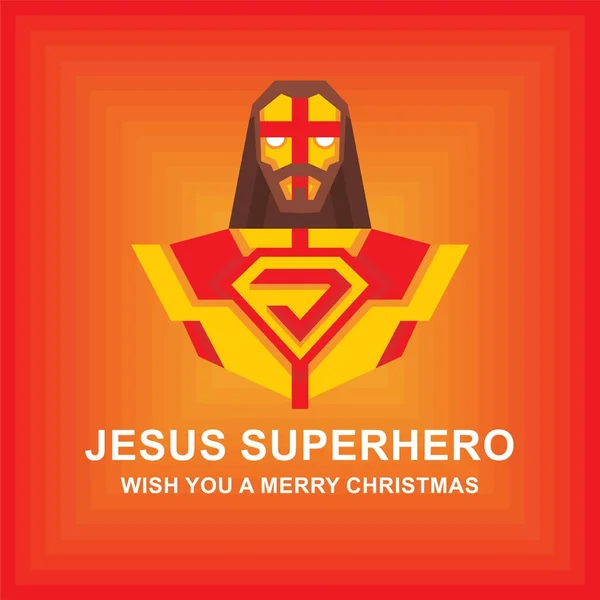 Jesus Superheld Flache Vektordarstellung Jesus Als Superheld Taillenblick Gut Für Stockvektor