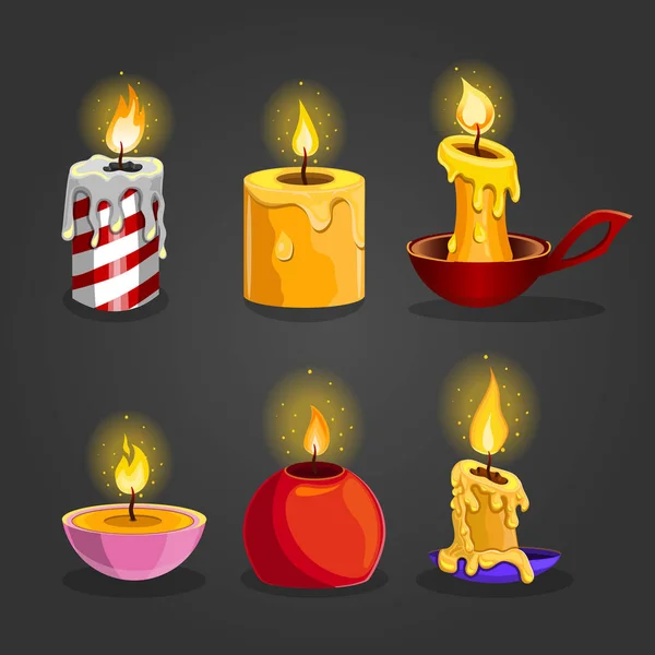 Set of burning candles — Stock Vector