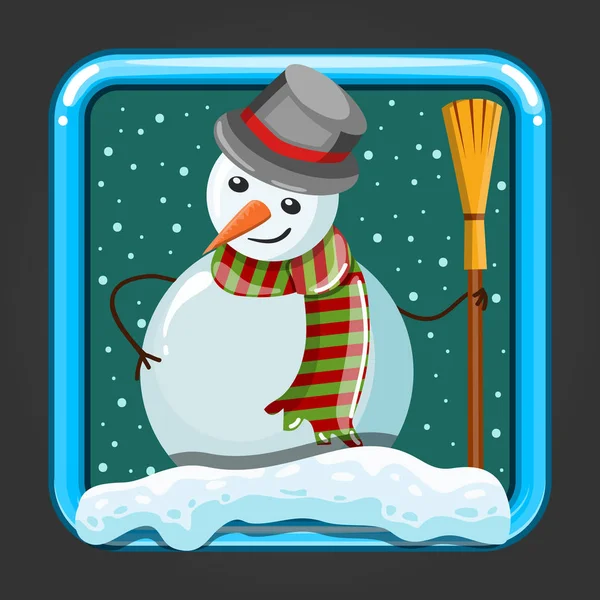 L'icône de l'application avec bonhomme de neige — Image vectorielle