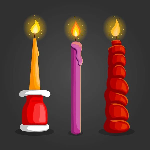 Conjunto de velas acesas — Vetor de Stock