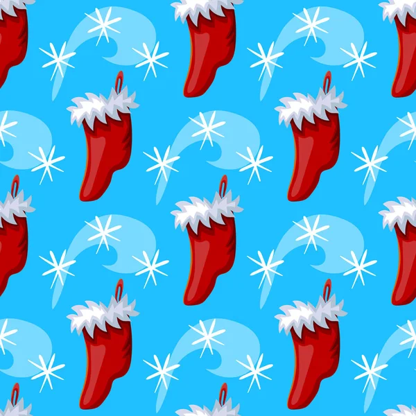 Nahtloses Muster mit Weihnachtssocken — Stockvektor