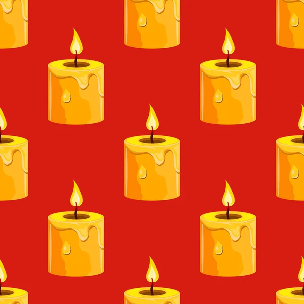 Nahtloses Muster mit brennender Kerze — Stockvektor